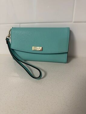 kate spade turquoise leather wristlet - EUC